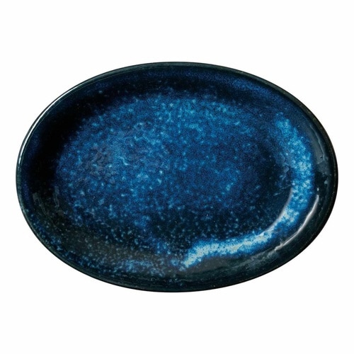 プレート 19.5cm 餃子皿 窯変 中華 紺