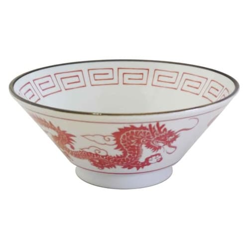 ラーメン鉢 1050ml レトロ中華 磁器 赤