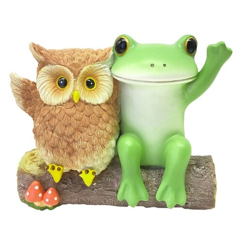 コポー フクロウとごあいさつ カエル 置物