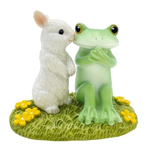 コポー シロウサギのキス カエル 置物