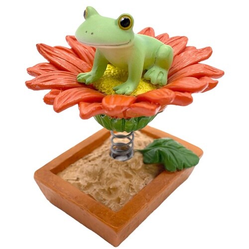 コポー ゆらゆら ガーベラの上で カエル 置物