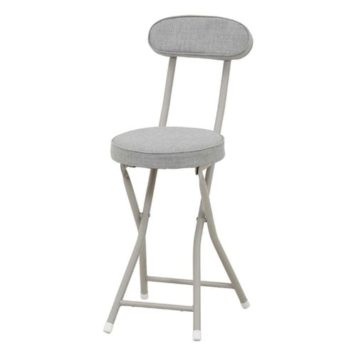 折りたたみ椅子 座面高50cm 背もたれ付 グレー