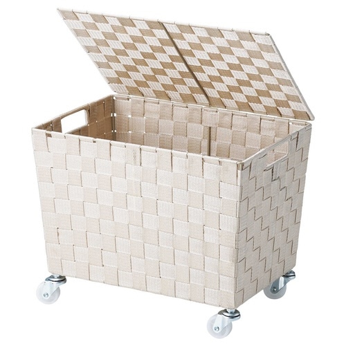 収納ボックス PPバスケット ふた付き ベージュ