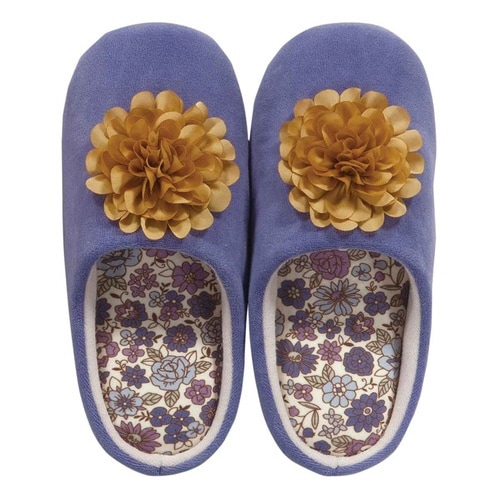 スリッパ シャーロット 花モチーフ付き パープル