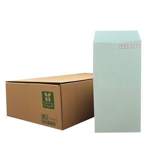 長形3 カラー上質 厚口 水色 02261