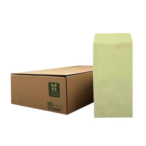 長形3 カラー上質 厚口 若草 02262