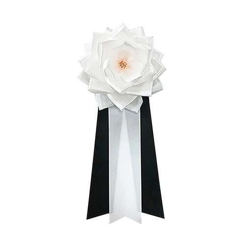 記章 バラ 中 3枚タレ 白 葬儀用×12