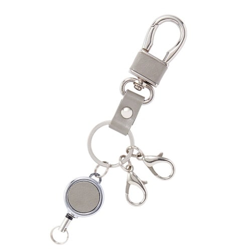 グロワール リール付きキーホルダー グレー 2個