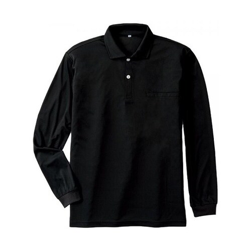 汗ジミ防止長袖ポロシャツ ブラック M