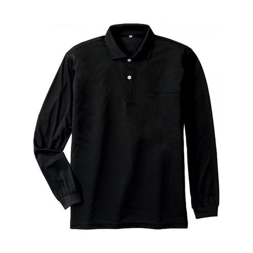 汗ジミ防止長袖ポロシャツ ブラック 3L