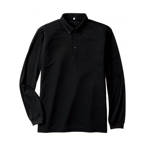 汗ジミ防止ボタンダウン長袖ポロ ブラック