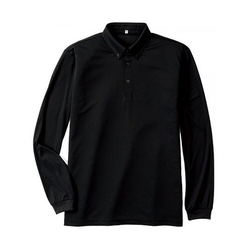 汗ジミ防止ボタンダウン長袖ポロ ブラック