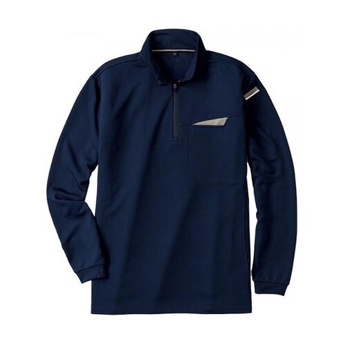 切りポケハーフジップ長袖ポロ ネービー