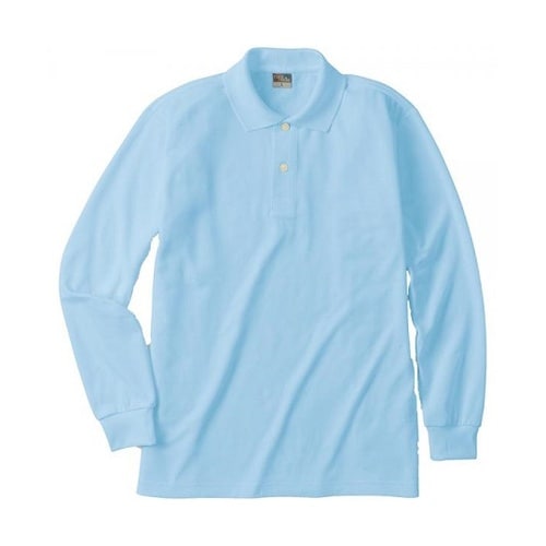 DRY長袖ポロ ポケットなし サックス