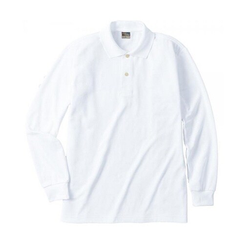 DRY長袖ポロ ポケットなし ホワイト