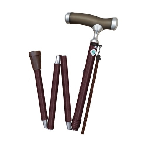 やわらかグリップステッキ折畳 ワインレッ