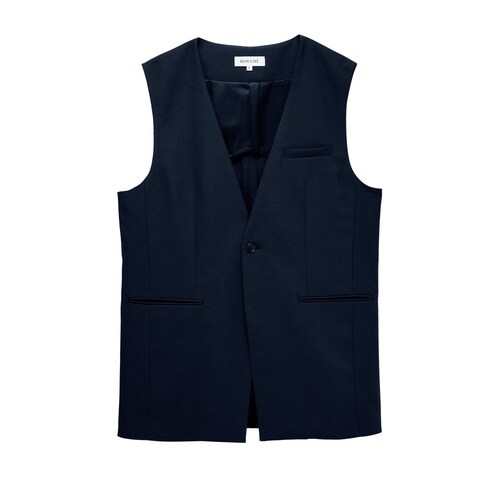男女兼用ロングベスト衿ナシ ネイビー S