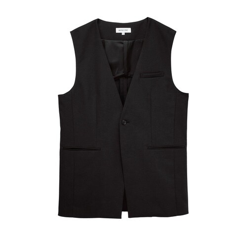 男女兼用ロングベスト衿ナシ ブラック L