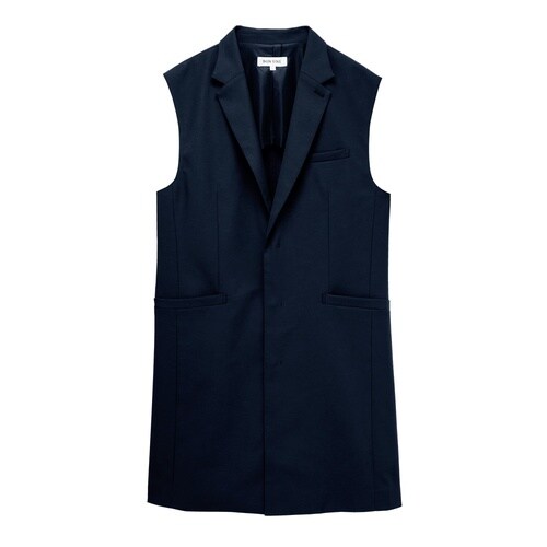 男女兼用ロングベスト衿アリ ネイビー M