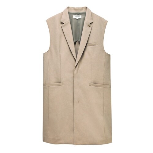 男女兼用ロングベスト衿アリ ベージュ S