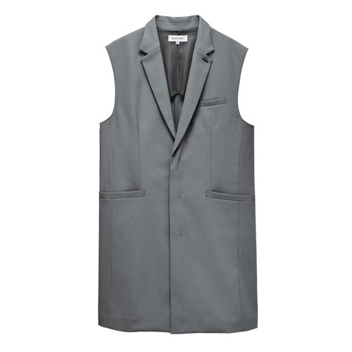 男女兼用ロングベスト衿アリ グレー LL