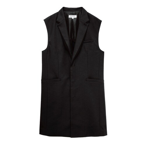 男女兼用ロングベスト衿アリ ブラック S