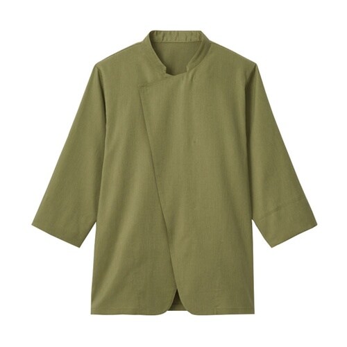 七分袖ショップコート グリーン 4L L