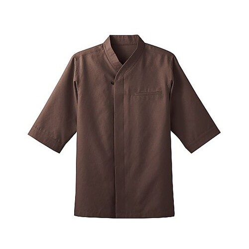 和風風格子シャツ チャ L 44306−