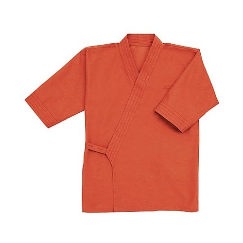 風格子作務衣上衣 レンガ SS 4130