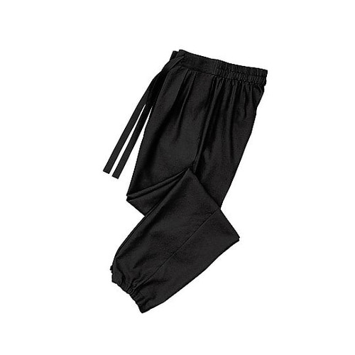 風格子作務衣下衣 クロ L 42305−