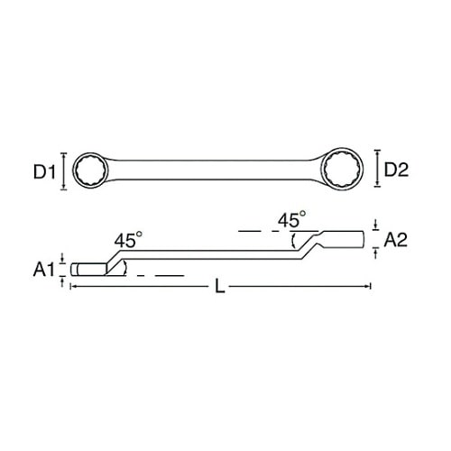 33227 12X14メガネレンチ45゜