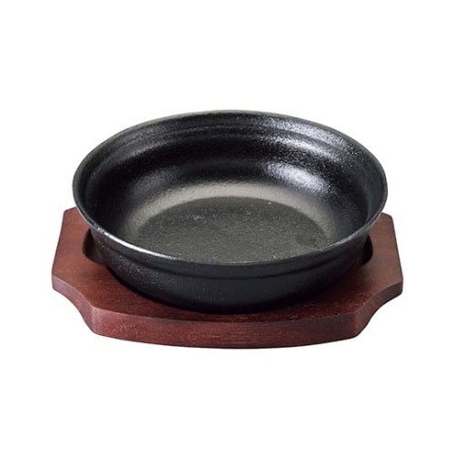 SN 鉄 ひとり鍋 丸 木台付 18cm