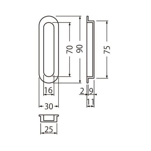 MW−17 小判戸引手90ミリウッド