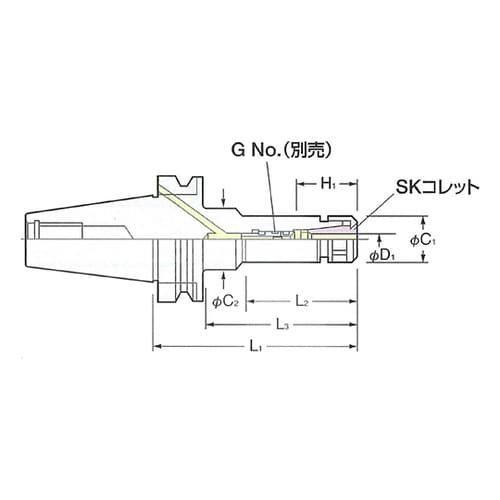 BT50SK25F−165スリムチャック