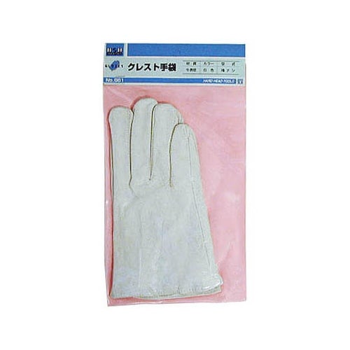 #661 クレスト皮手(牛・袖無し・白)