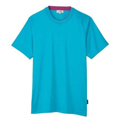 Tシャツ ブルー×ラベンダーピンク L(