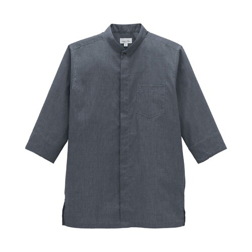 スタンドカラー和シャツ グレー L FB