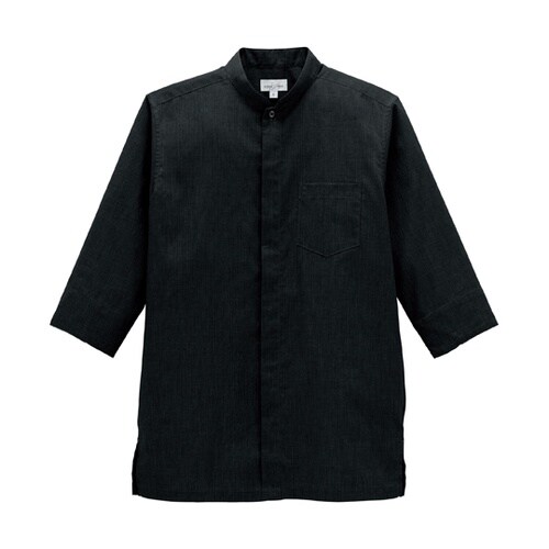 スタンドカラー和シャツ ブラック S F