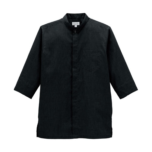 スタンドカラー和シャツ ブラック M F