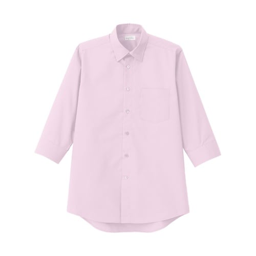 メンズレギュラーカラー七分袖シャツ ピン