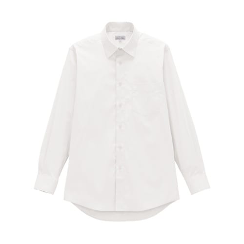 メンズレギュラーカラー長袖シャツ ホワイ