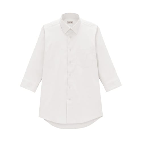 メンズレギュラーカラー七分袖シャツ ホワ