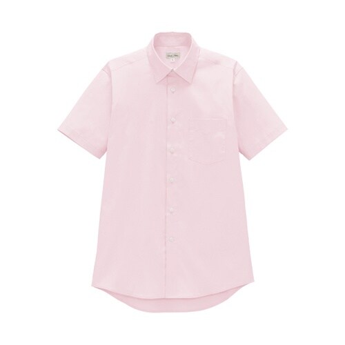 メンズレギュラーカラー半袖シャツ ピンク