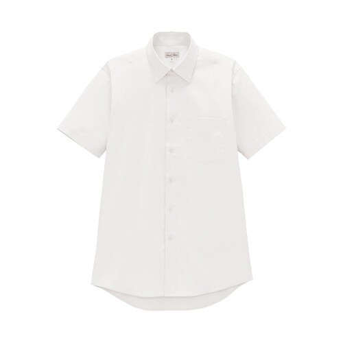 メンズレギュラーカラー半袖シャツ ホワイ