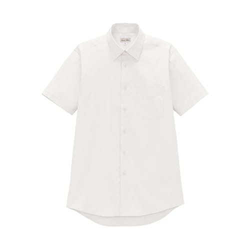 メンズレギュラーカラー半袖シャツ ホワイ