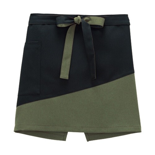 和ショートエプロン ブラック×グリーン