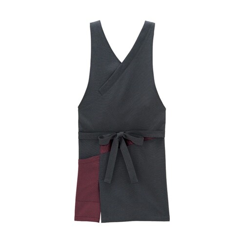和胸当てエプロン チャコール×レッド F