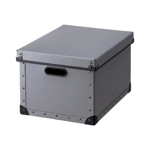 ファイバーボックス フタ付 ブラック×シ