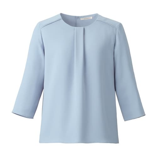 七分袖ブラウス ブルー S BCB410