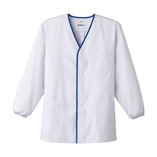 襟なし/長袖 男性用調理衣 ホワイト 4